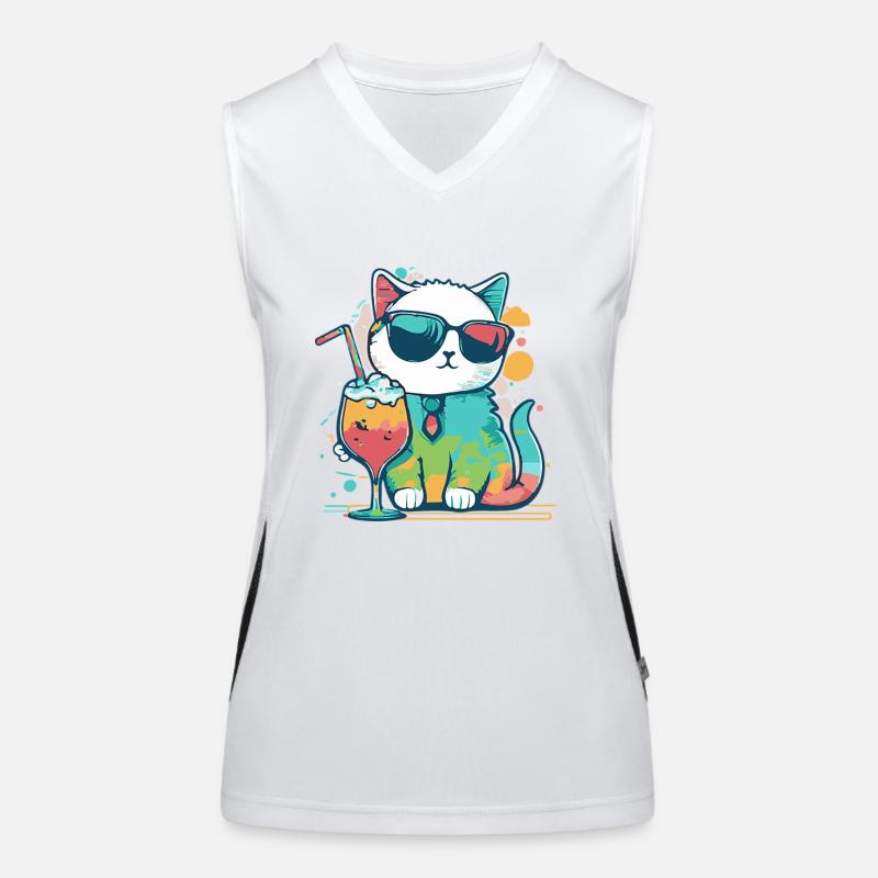 Die coolste Katze am Strand Funktionelles Kontrast-Tank Top für Frauen
