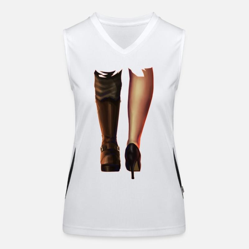 Reitstiefel vs. High Heels Funktionelles Kontrast-Tank Top für Frauen