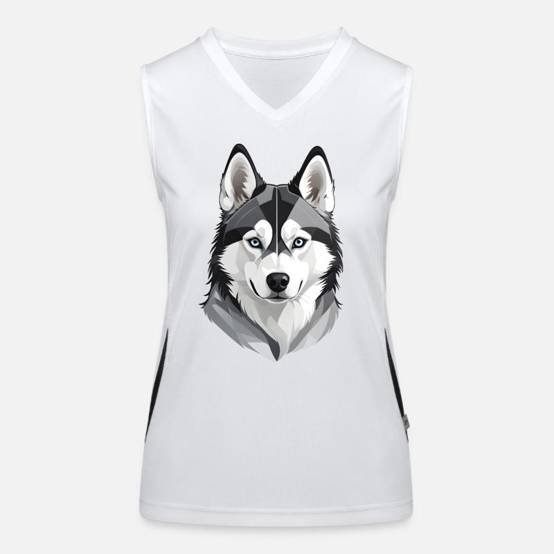 Niedlicher Husky-Kopf Funktionelles Kontrast-Tank Top für Frauen