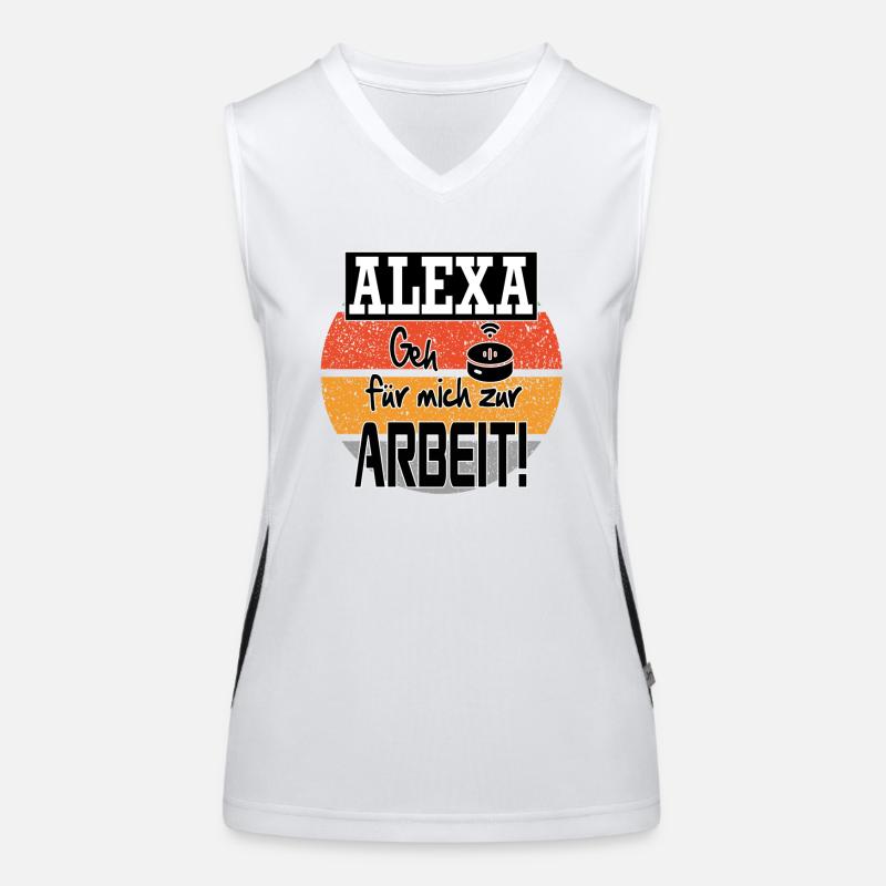 Sprüche Arbeit Beruf Alexa Funktionelles Kontrast-Tank Top für Frauen