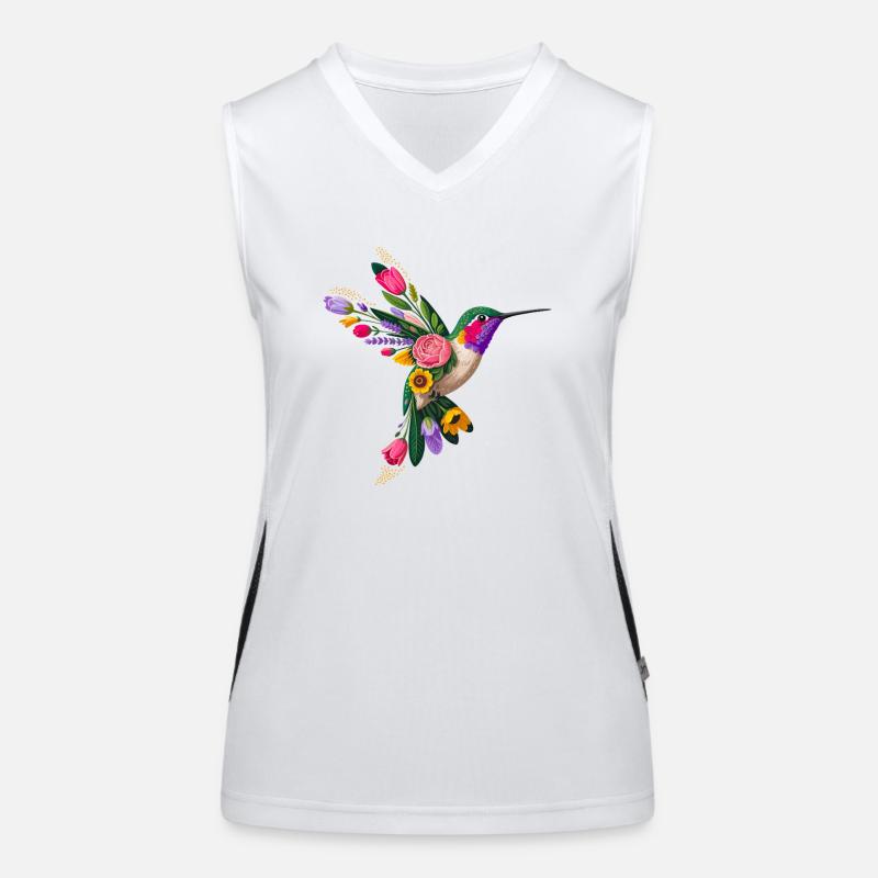 Kolibri Blumen Grafik Funktionelles Kontrast-Tank Top für Frauen