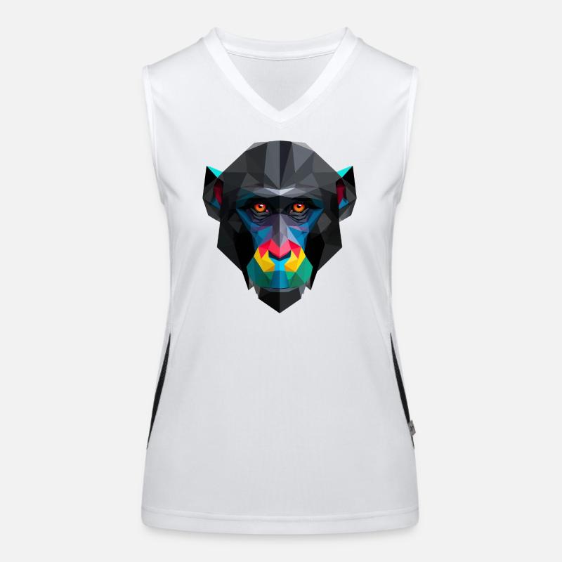 Colored Low-Poly Monkey Portrait Women's Functional Contrast Tank Top