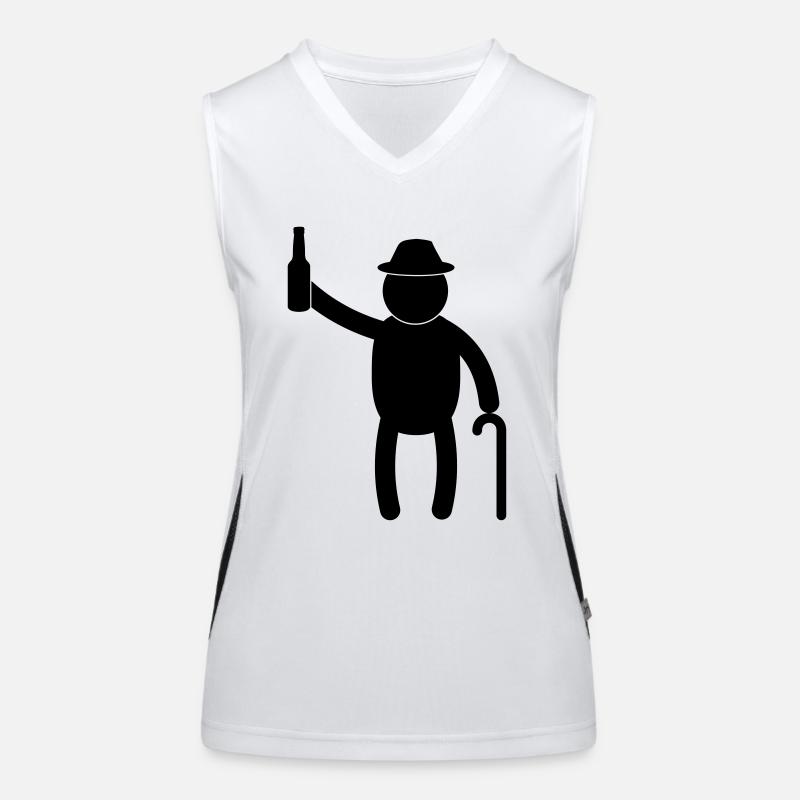 Old man drinking Beer Funktionelles Kontrast-Tank Top für Frauen