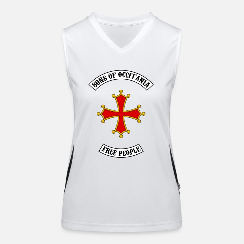 occitania Quer Biker-Design Funktionelles Kontrast-Tank Top für Frauen