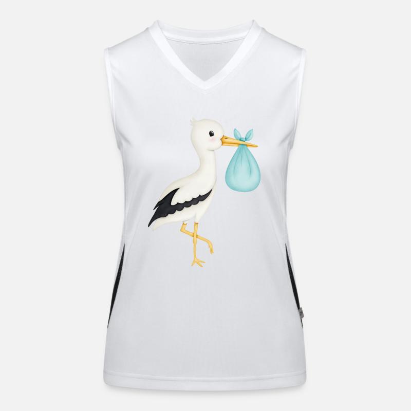 niedlicher Storch türkis Funktionelles Kontrast-Tank Top für Frauen