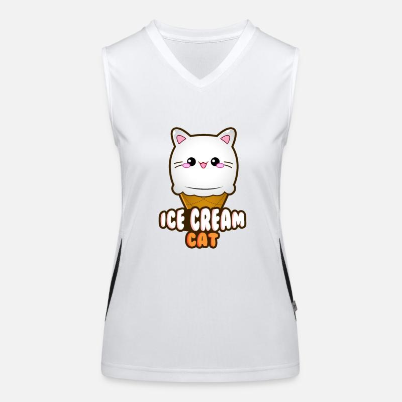 Crème glacée Chat Crème glacée Chat glace Boule de crème glacée à la vanille Débardeur respirant contrasté Femme