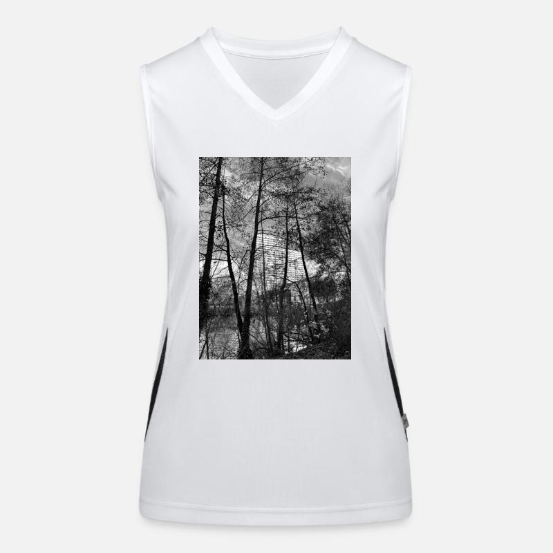 House Trees Black White Cool Design Berlin Women's Functional Contrast Tank Top