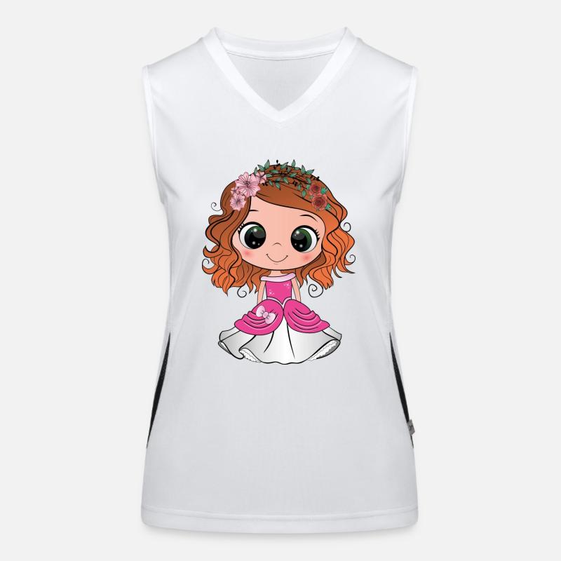 Princesse rousse aux yeux verts et une robe rose Débardeur respirant contrasté Femme