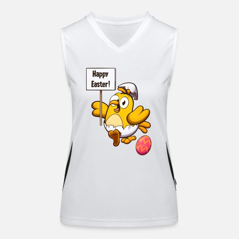 Cute Little Easter Chick With Sign Women's Functional Contrast Tank Top