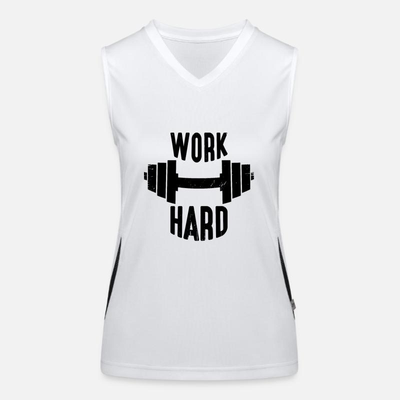 Work Hard Hantel schwarz Funktionelles Kontrast-Tank Top für Frauen