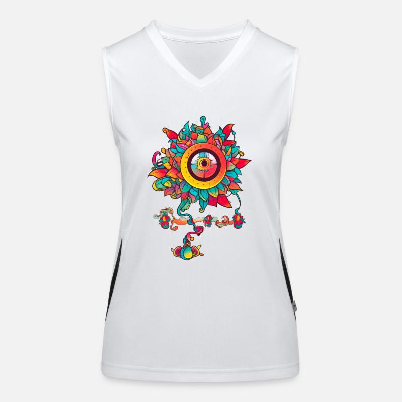 Trippy Blume mit einem Auge Funktionelles Kontrast-Tank Top für Frauen