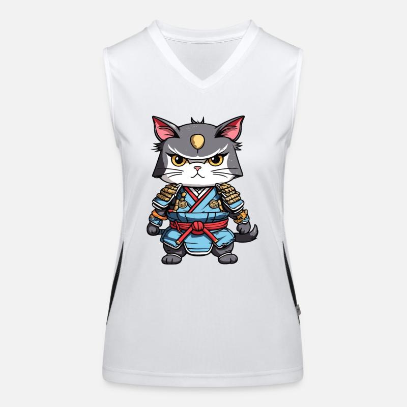 Samurai-Katze #14 Funktionelles Kontrast-Tank Top für Frauen