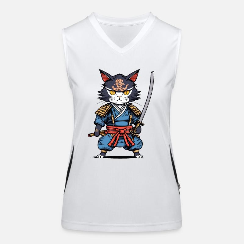 Samurai Cat #22 Women's Functional Contrast Tank Top