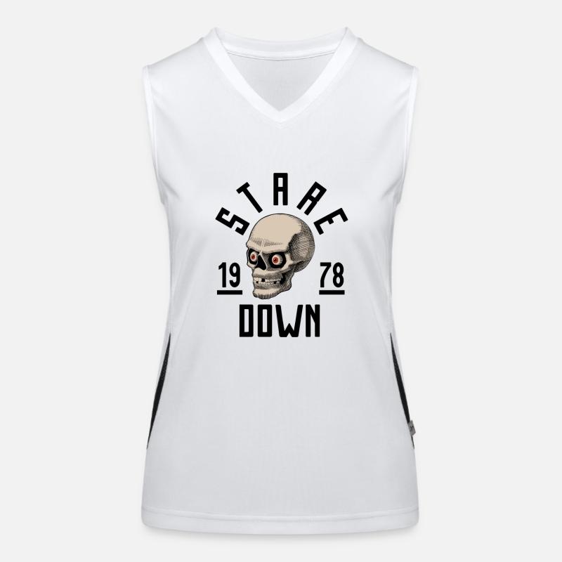 Staring skull - Women's Functional Contrast Tank Top - white/black