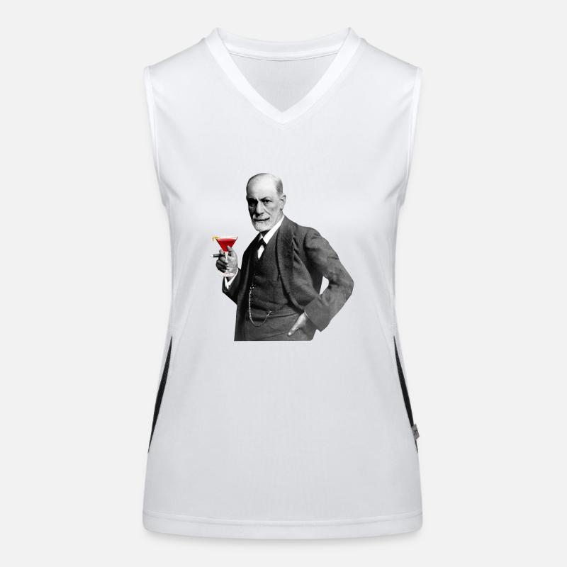 Sigmund Freud avec un verre à vin Débardeur respirant contrasté Femme