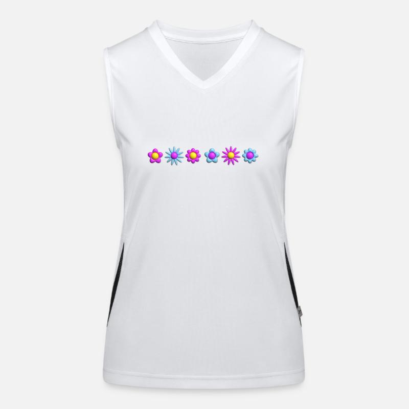 Blumen Blüten in Reihe 3D Funktionelles Kontrast-Tank Top für Frauen