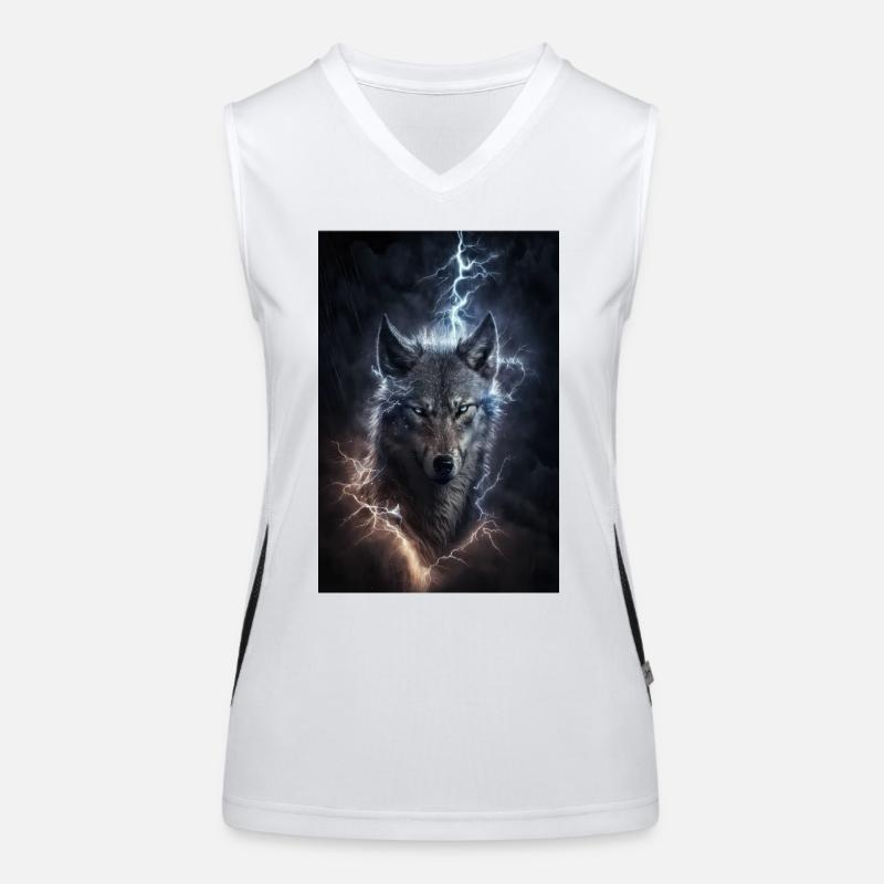 Wolf Blitz Donner Epic Cool Episch Wölfe Funktionelles Kontrast-Tank Top für Frauen