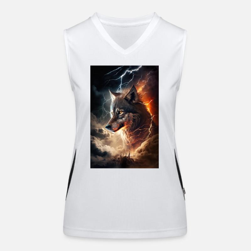 Wolf Blitz Donner Epic Cool Episch Wölfe Funktionelles Kontrast-Tank Top für Frauen