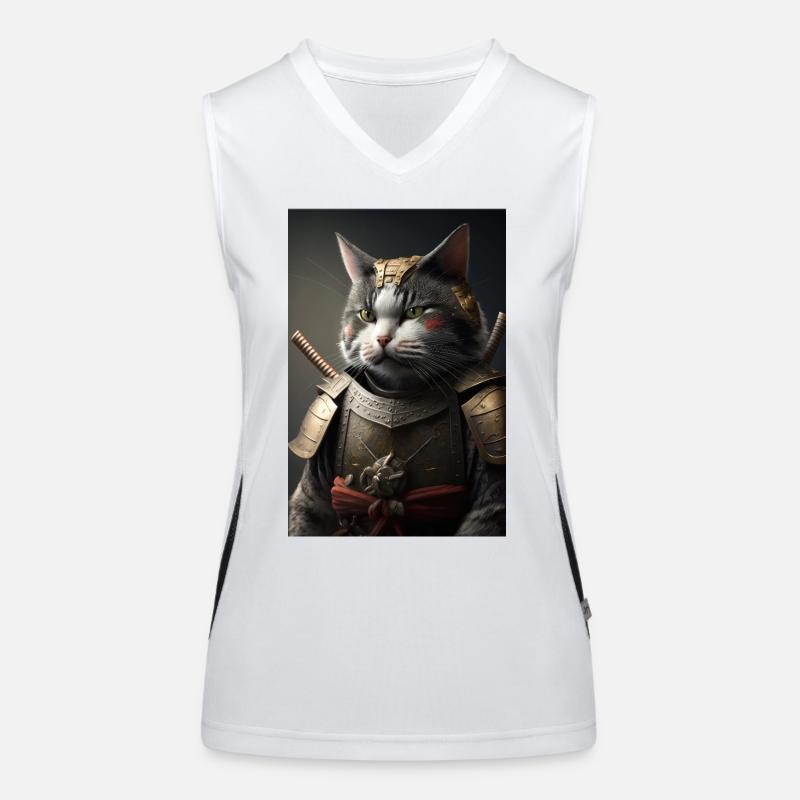 Samurai Cat Cat Cool Japan Warrior Women's Functional Contrast Tank Top