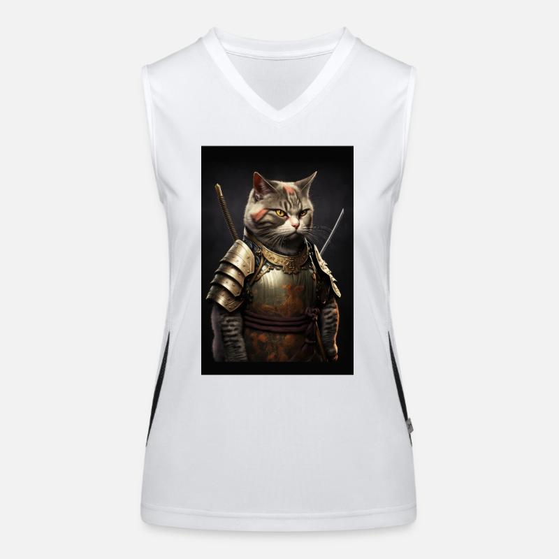 Samurai Katze Cat Cool Japan Krieger Funktionelles Kontrast-Tank Top für Frauen