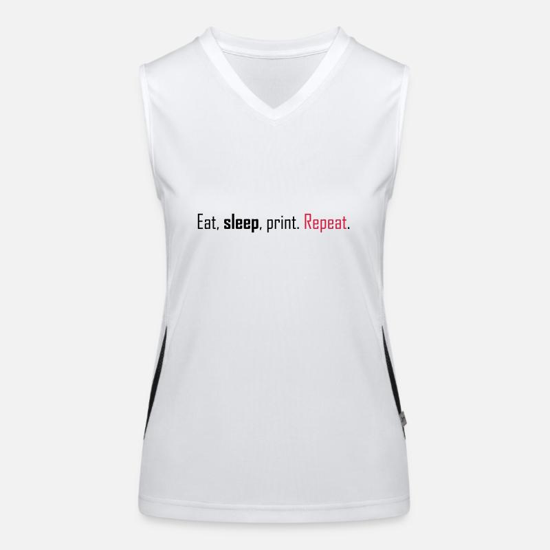 Eat, sleep, print. Repeat. Women's Functional Contrast Tank Top