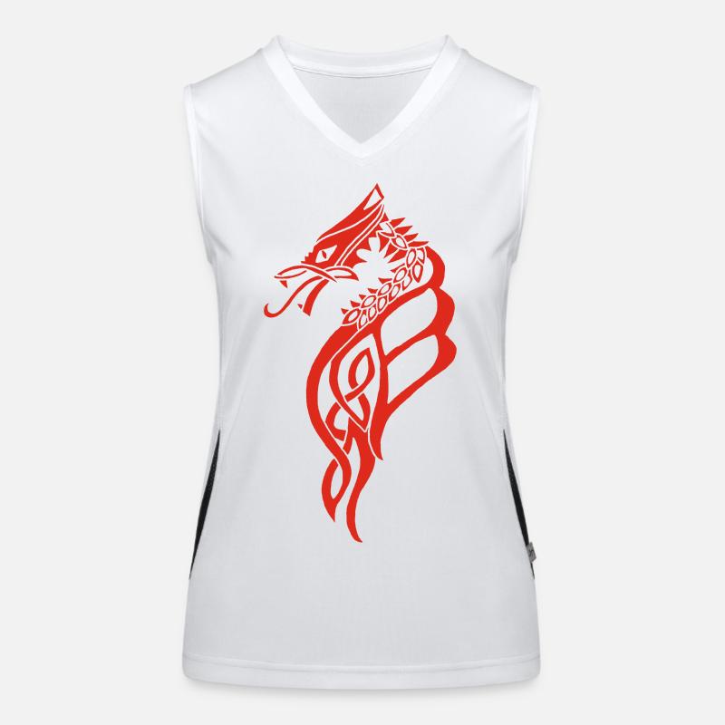 Great red Celtic dragon - Women's Functional Contrast Tank Top - white/black