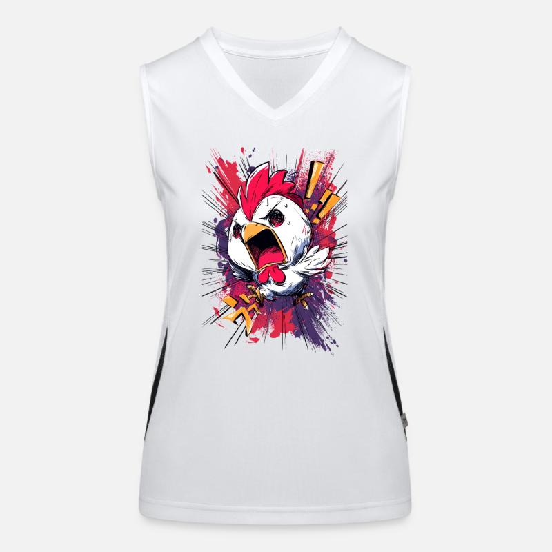 Aufschrei Huhn Explosion Funktionelles Kontrast-Tank Top für Frauen