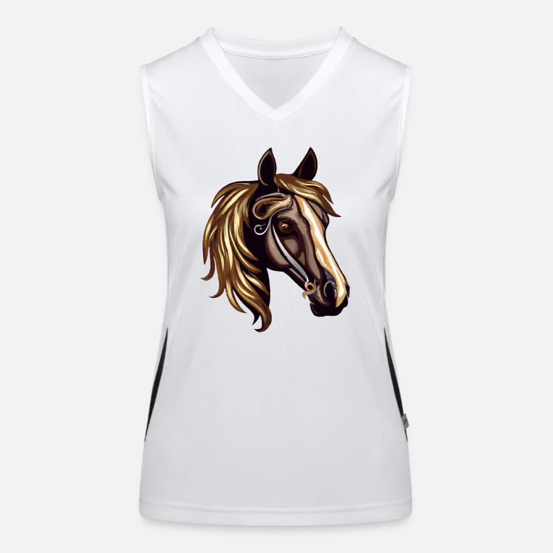 Conception de la tête de cheval - étalon et jument Débardeur respirant contrasté Femme