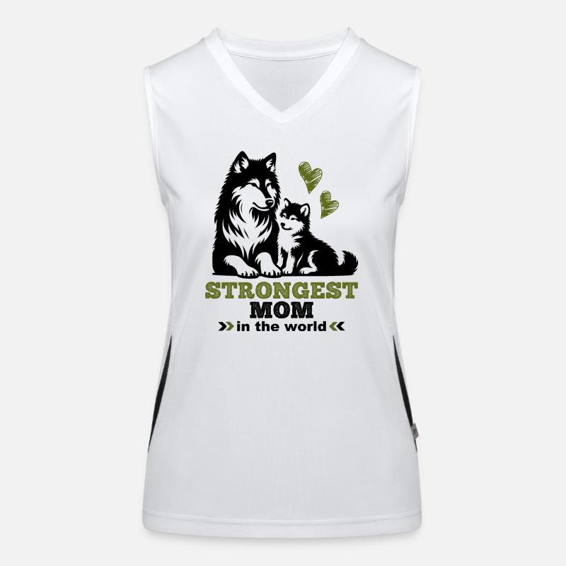 Starke Mama Wolf Beste Mama Geschenk Mutter Kind Funktionelles Kontrast-Tank Top für Frauen