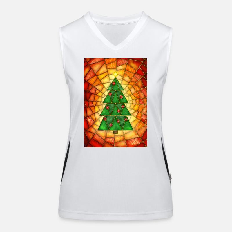 Weihnachtsbaum im Tiffany Stil Funktionelles Kontrast-Tank Top für Frauen