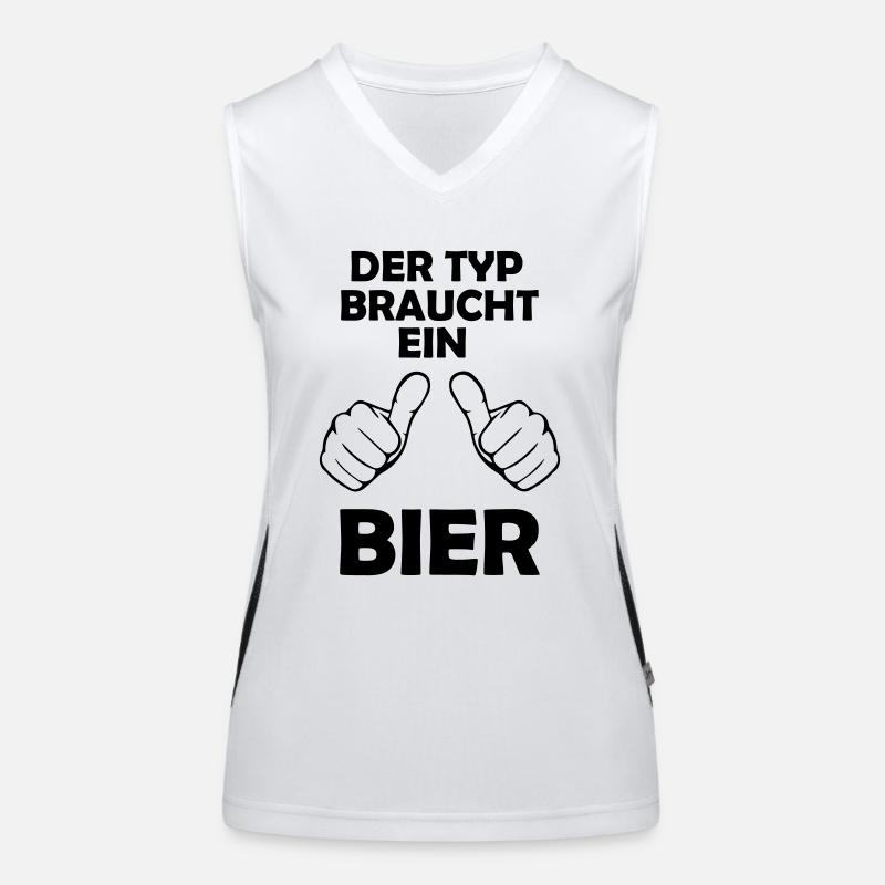 Der Typ braucht ein Bier Funktionelles Kontrast-Tank Top für Frauen