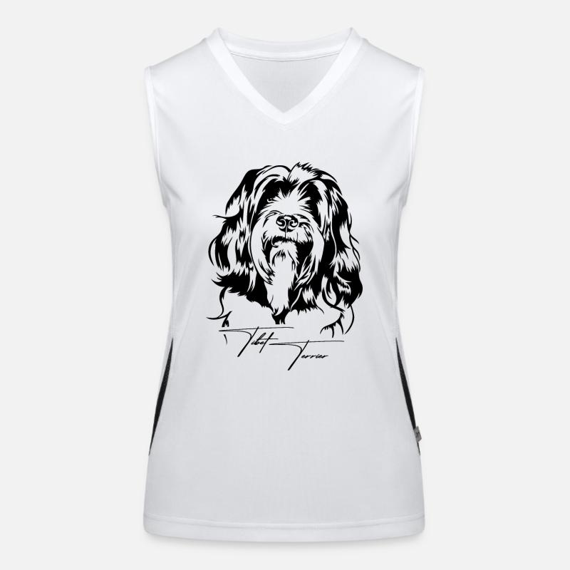 Tibet Terrier Portrait Hundeportrait Hund Wilsigns Funktionelles Kontrast-Tank Top für Frauen
