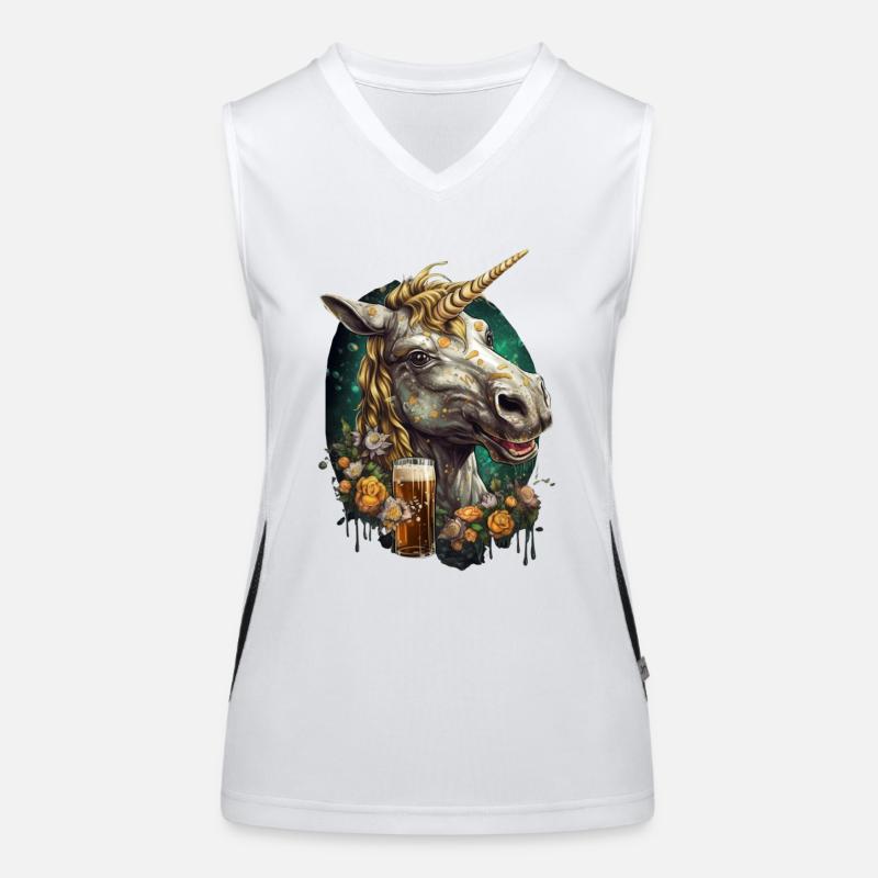 Cool creative unicorn with beer - Women's Functional Contrast Tank Top - white/black