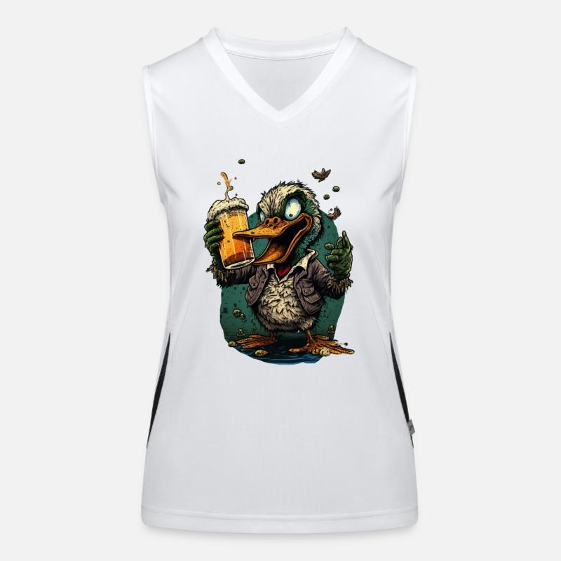 Gefährliche coole Ente mit Bier Funktionelles Kontrast-Tank Top für Frauen