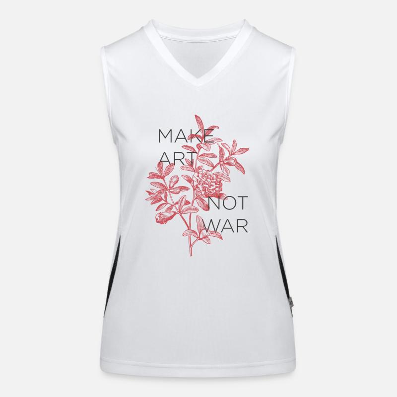 MAKE ART NOT WAR Funktionelles Kontrast-Tank Top für Frauen