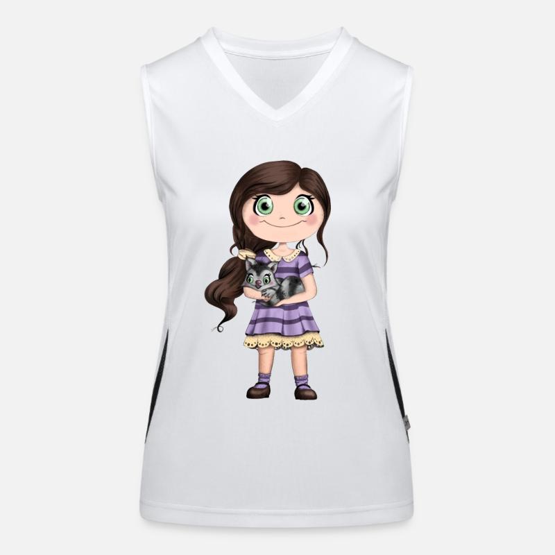 Fille avec chat Débardeur respirant contrasté Femme