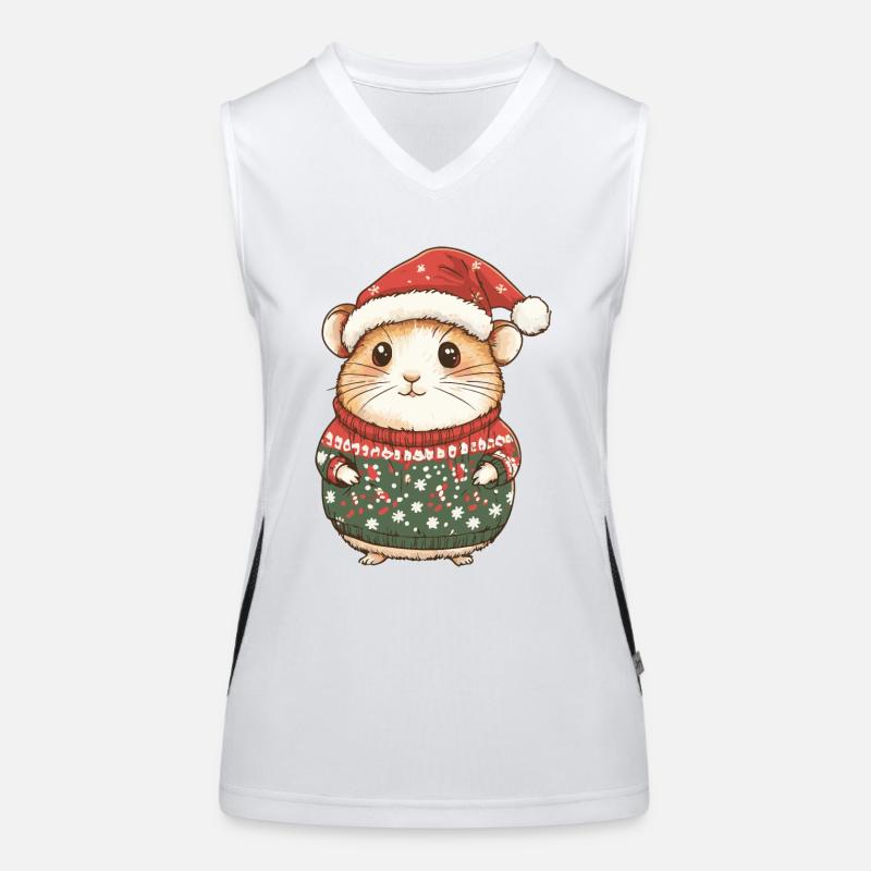 Hamster Weihnachten Funktionelles Kontrast-Tank Top für Frauen