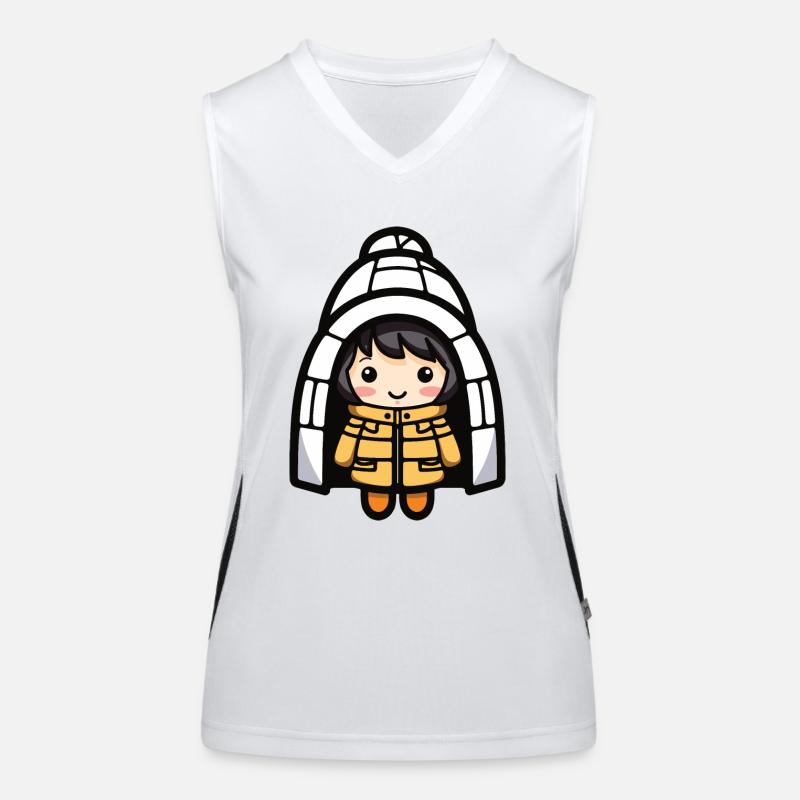 Eskimo Winter Comic Igloo Women's Functional Contrast Tank Top
