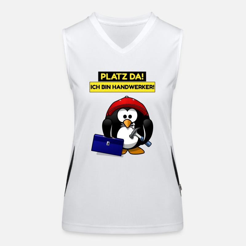 Platz da ich bin Handwerker - lustiger Pinguin Funktionelles Kontrast-Tank Top für Frauen