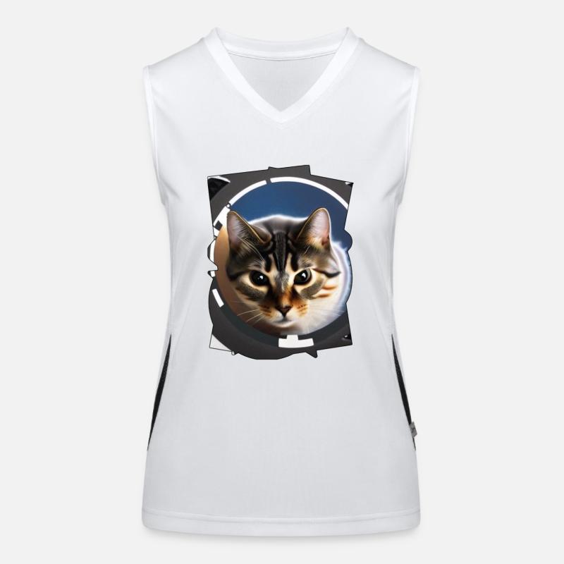 Space cat Funktionelles Kontrast-Tank Top für Frauen