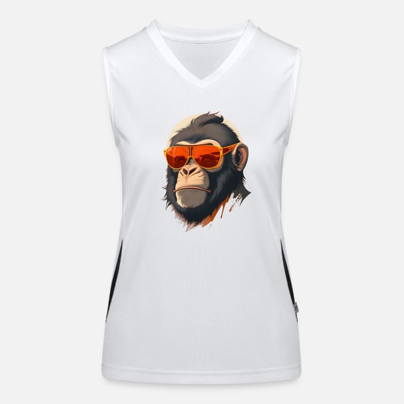 Cooler Affe mit Sonnenbrille Funktionelles Kontrast-Tank Top für Frauen