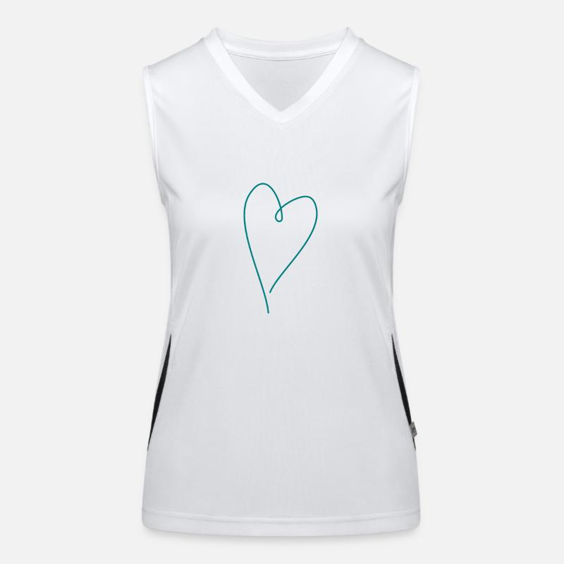 Coeur bleu sarcelle Débardeur respirant contrasté Femme