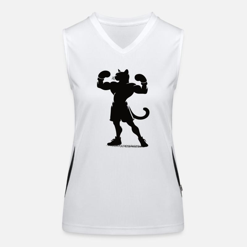 Boxe chat en style silhouette - Boxing Design Débardeur respirant contrasté Femme