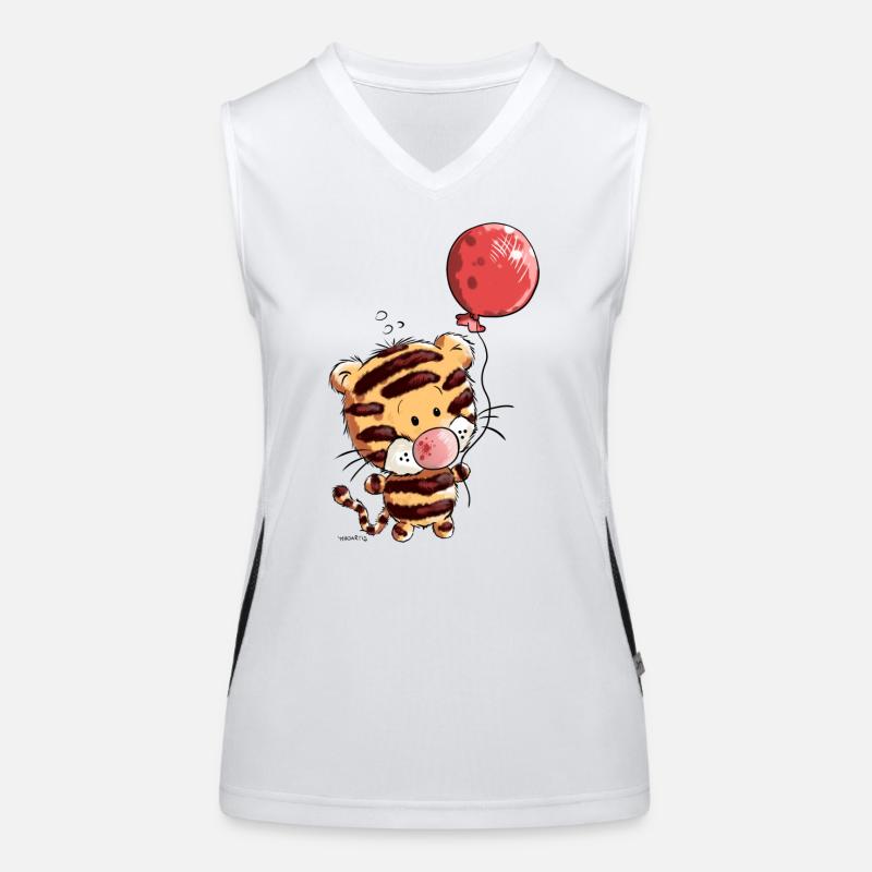 Tigre mignon avec ballon Débardeur respirant contrasté Femme