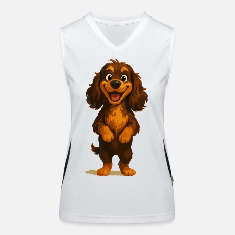 Cocker Spaniel Grinning Broadly Women's Functional Contrast Tank Top