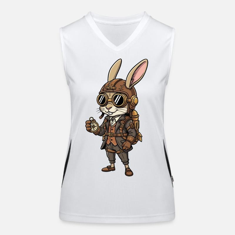 Lapin Explorateur Steampunk Boussole Rétro Débardeur respirant contrasté Femme