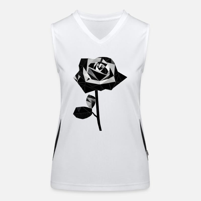 Polygone schwarze Rose Funktionelles Kontrast-Tank Top für Frauen