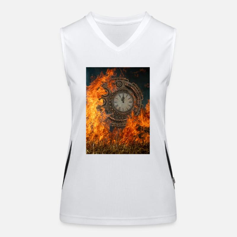Fiery clock. - Women's Functional Contrast Tank Top - white/black
