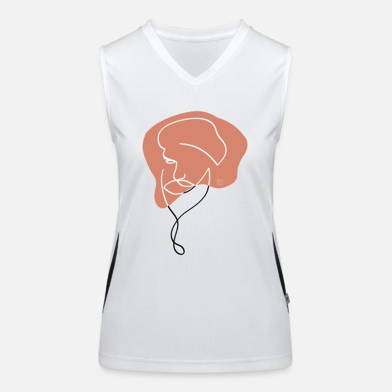 "Man with a Beard", Boho Line Art Design, "Faces" Women's Functional Contrast Tank Top