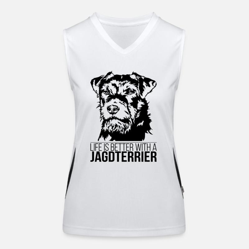 Jagdterrier life is better Hunde Hund Wilsigns Funktionelles Kontrast-Tank Top für Frauen